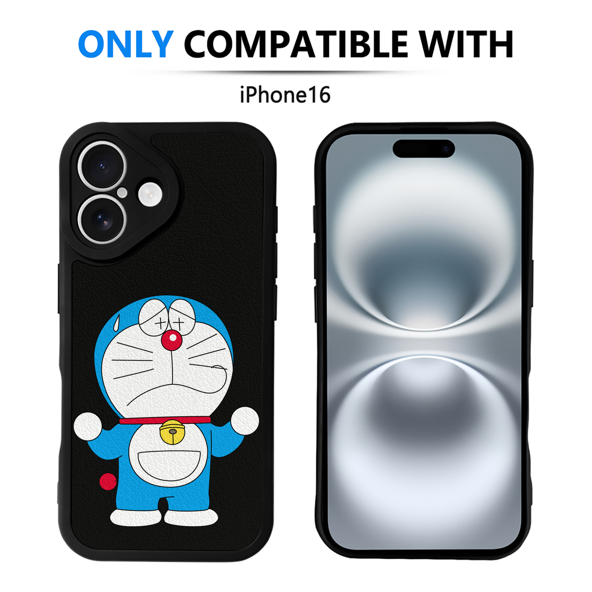 （画像用） ドラえもん Doraemon 【iPhone 16シリーズ対応】シリコンスマホケース（レザー調） 材質：シリコン